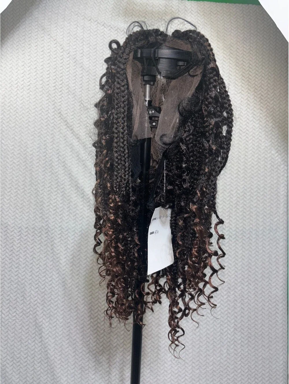 Long Curly Braided Lace Front Wig in Color 1B/30